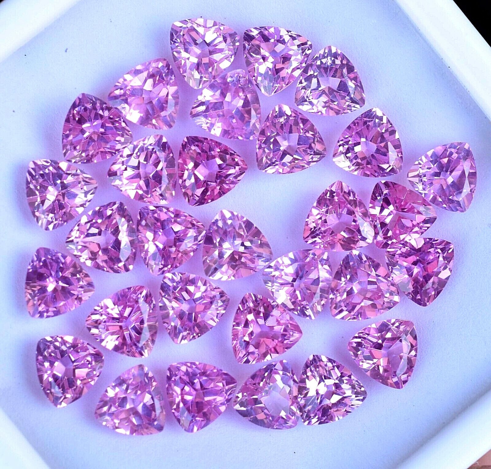 30 Pcs Natural Mogok Pink Ruby Trillion 6.90 MM Certified Treated Gemstone