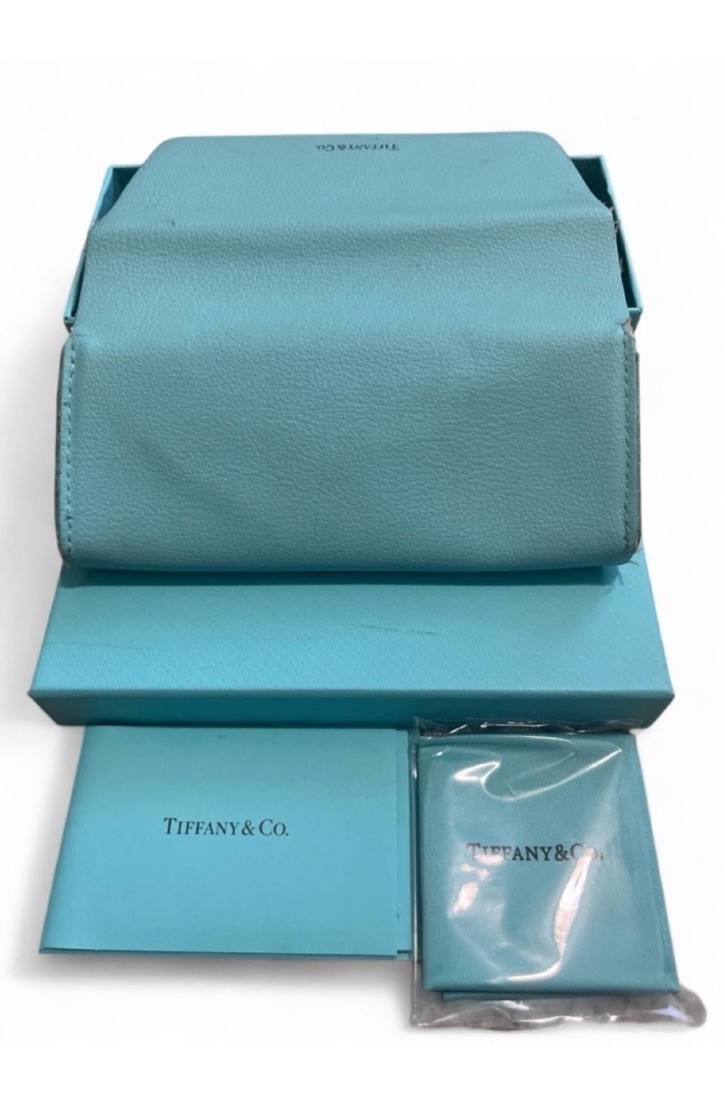 Tiffany & Co. Blue Lined Sunglasses Case and Box Set Only.