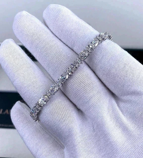 7Ct Round Cut Elegant Treated Diamond Tennis Bracelet 14K White Gold Women