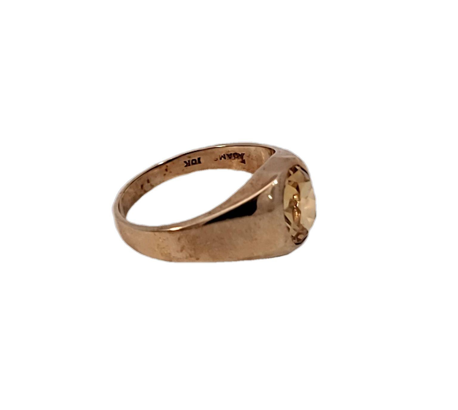 Gents 10K yellow gold gypsy set Citrine Ring size 10.5 R153
