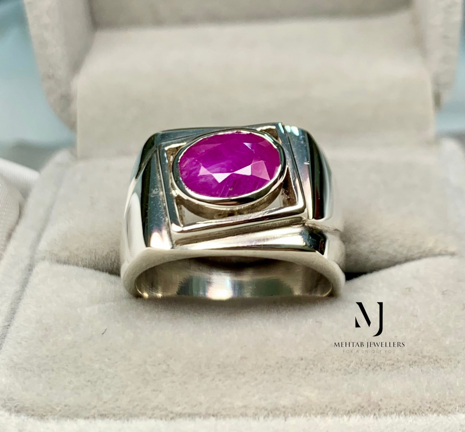 Natural Red Ruby Ring 925 Sterling Silver Men Statement Band Handmade Gift