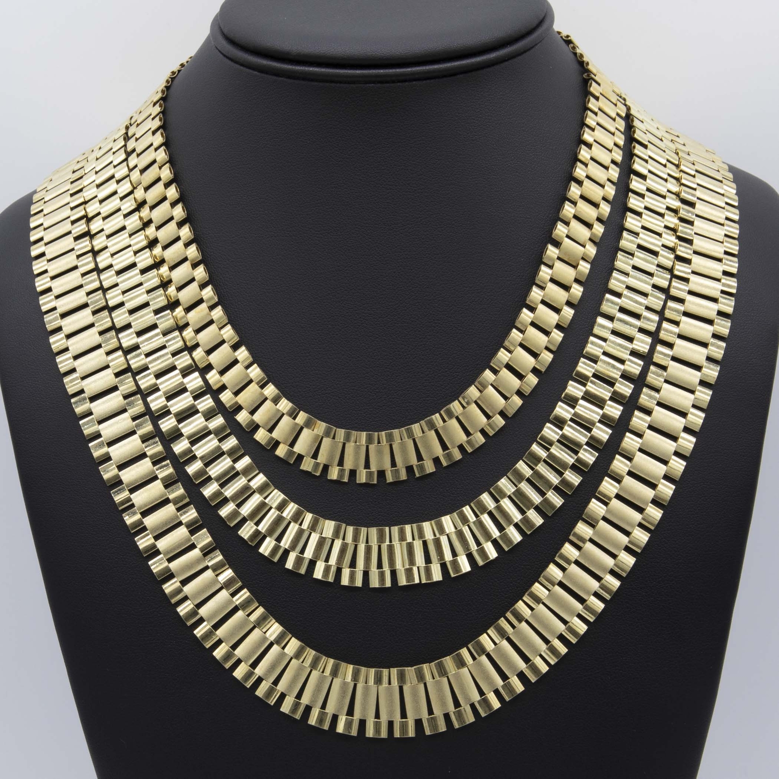 Reversible Rlx Railroad Chain Necklace Real 10K Yellow Gold All Sizes