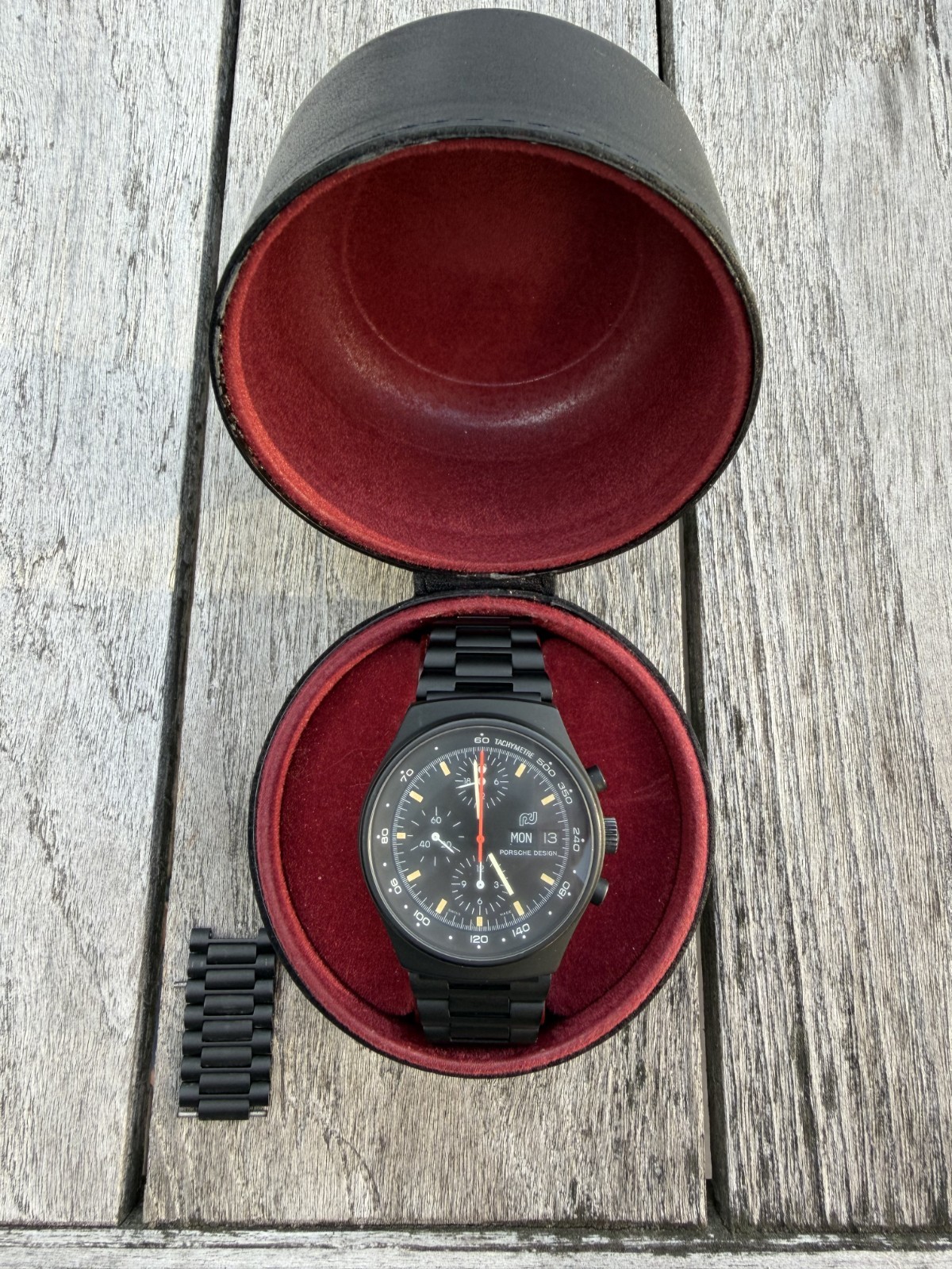 Vintage Porsche Design Orfina 7176 Lemania 5100 PVD Watch Box Extra Links