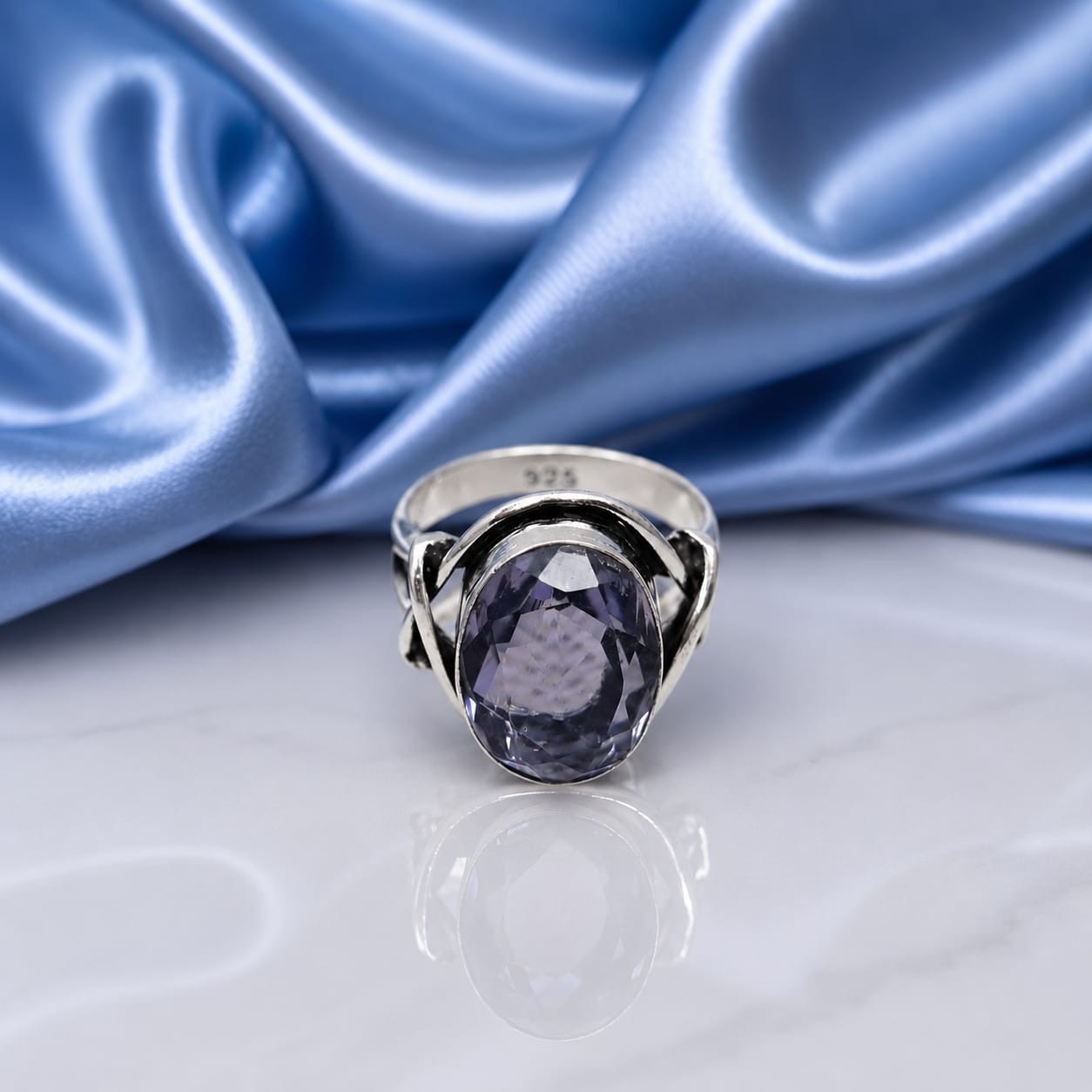 Iolite Oval Gemstone 925 Sterling Silver Handmade Ring Party Wear Gift For