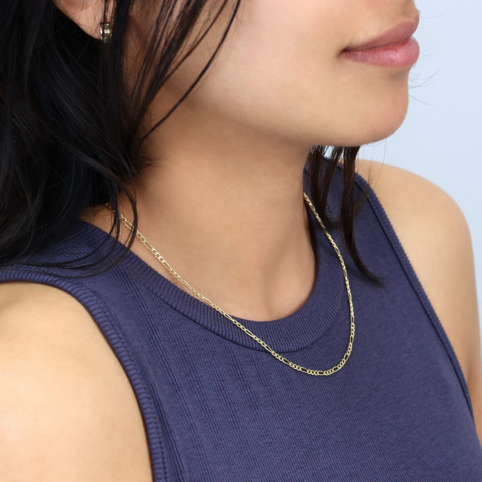 10K Yellow Gold 2.5mm Figaro Italian Chain Link Necklace Mens Women 16″-26″