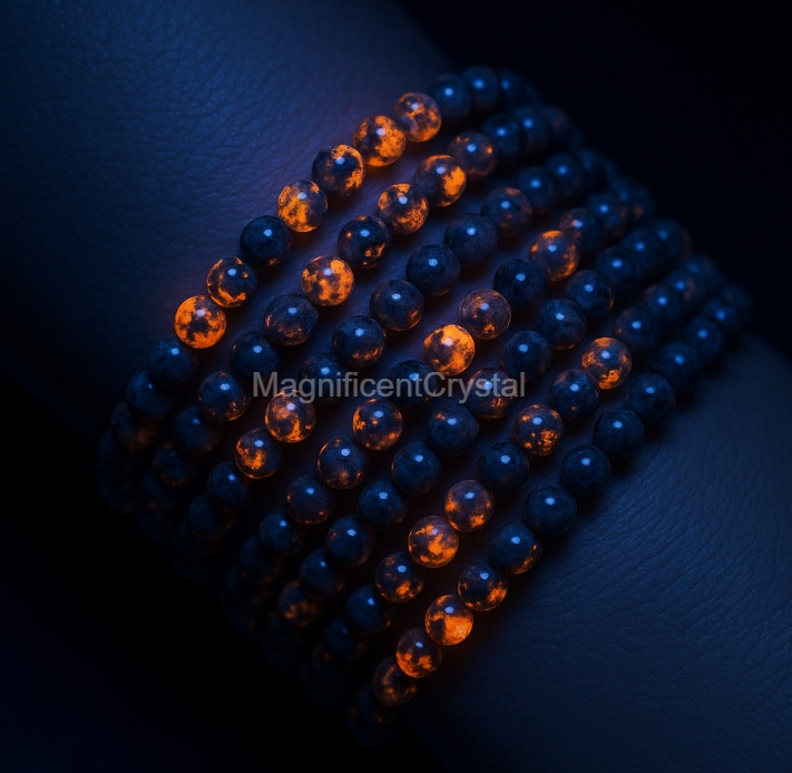 5pcs Yooperlite 4mm Beads UV Reactive Flame Stone Glowing Healing Reiki Bracelet