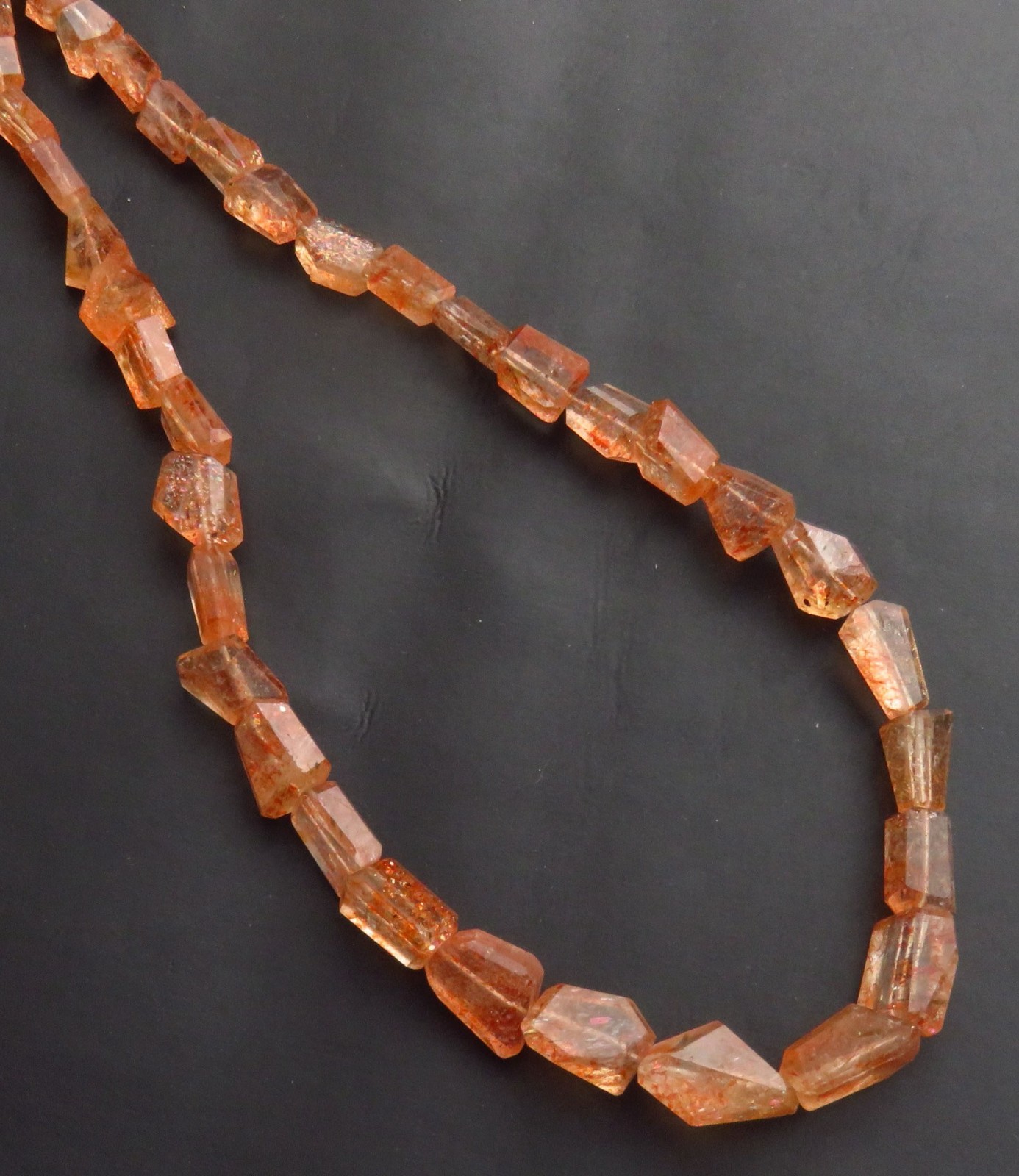 Top Quality Rainbow Lattice Sunstone Gems Nugget Faceted Beads 8-17mm 8.5″Strand