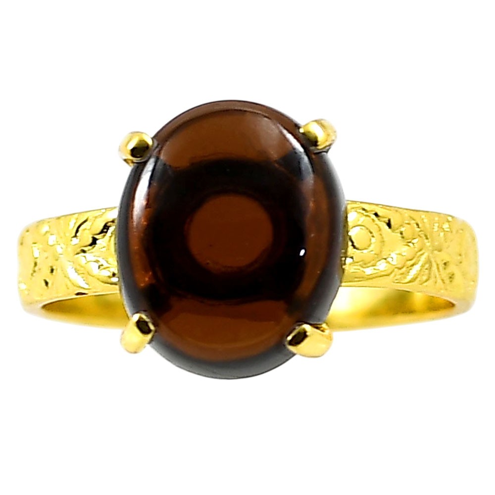 18K Gold Plated Natural Hessonite Garnet – Madagascar Ring s.9 Jewelry TR01315