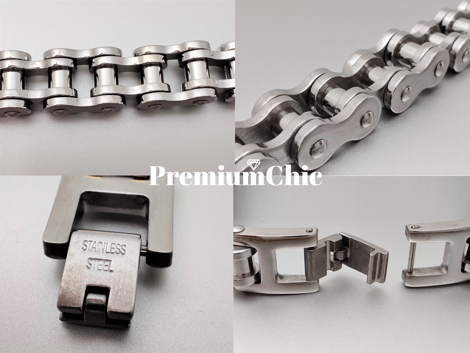 SOLID Stainless Steel Motorcycle Bike Chain Design Bracelet Men’s Jewelry 14MM