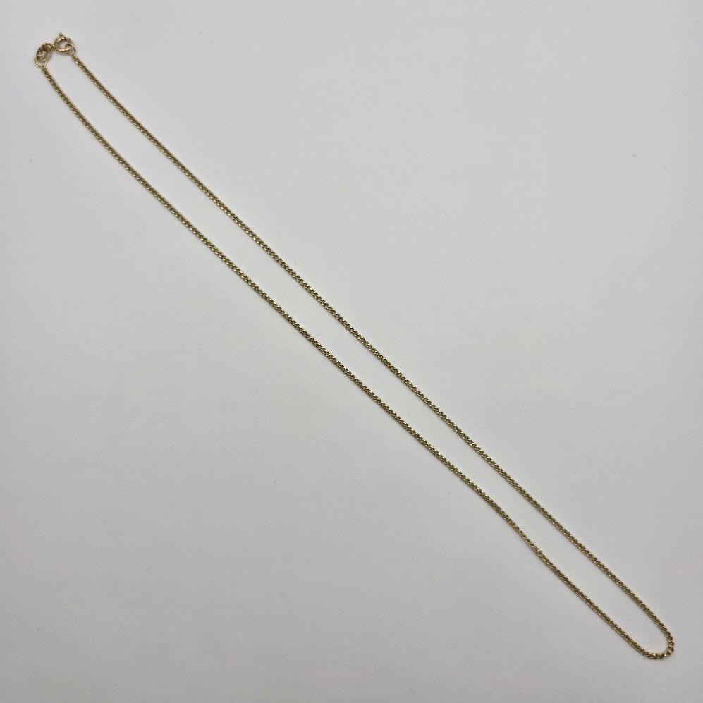 18″ 14K Yellow Gold 1.3mm Curb Link Chain Necklace w Spring Ring Clasp 1963PR