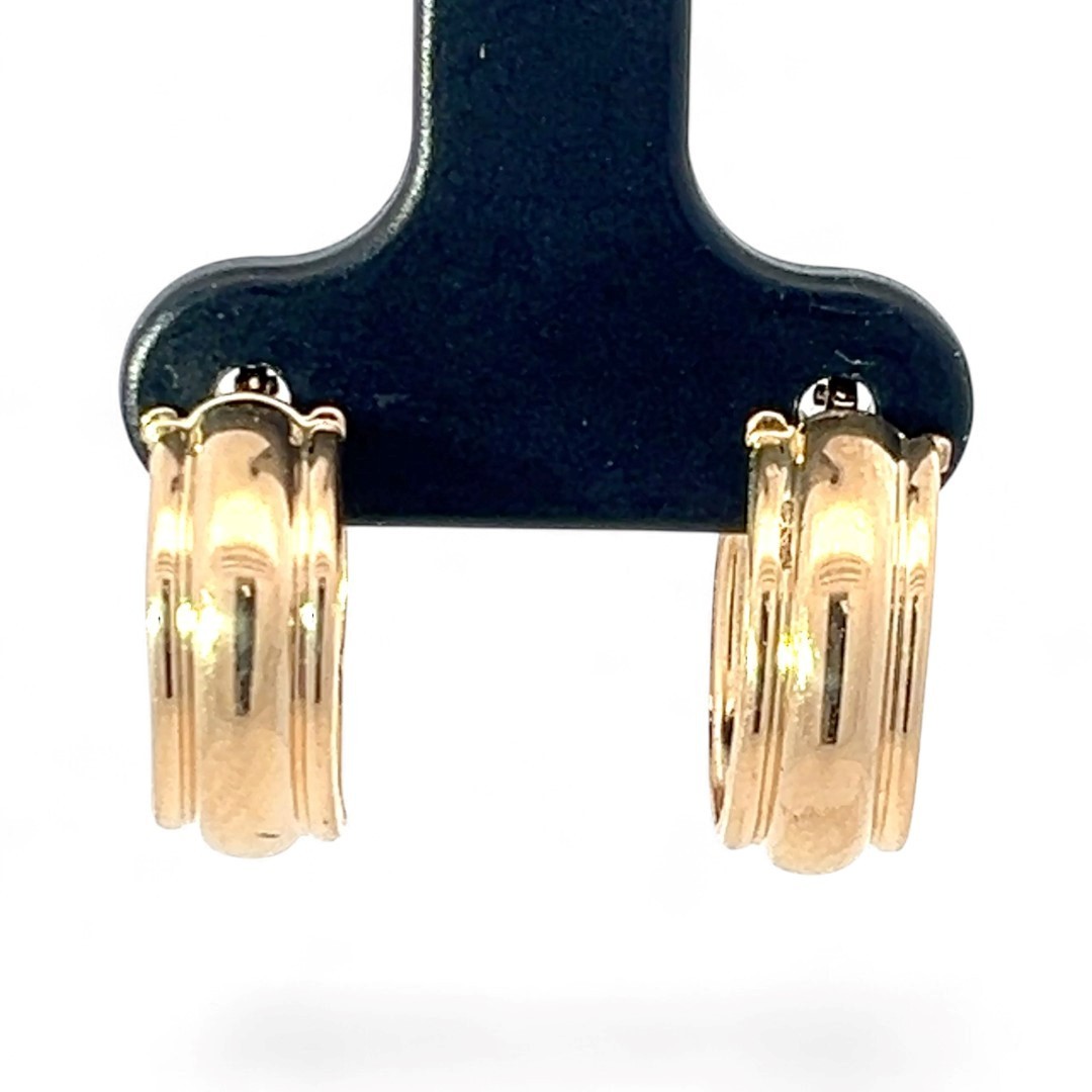 14k Yellow Gold 13.7mm Wide Hoop Earrings with Hinged Backs (KS1027812)