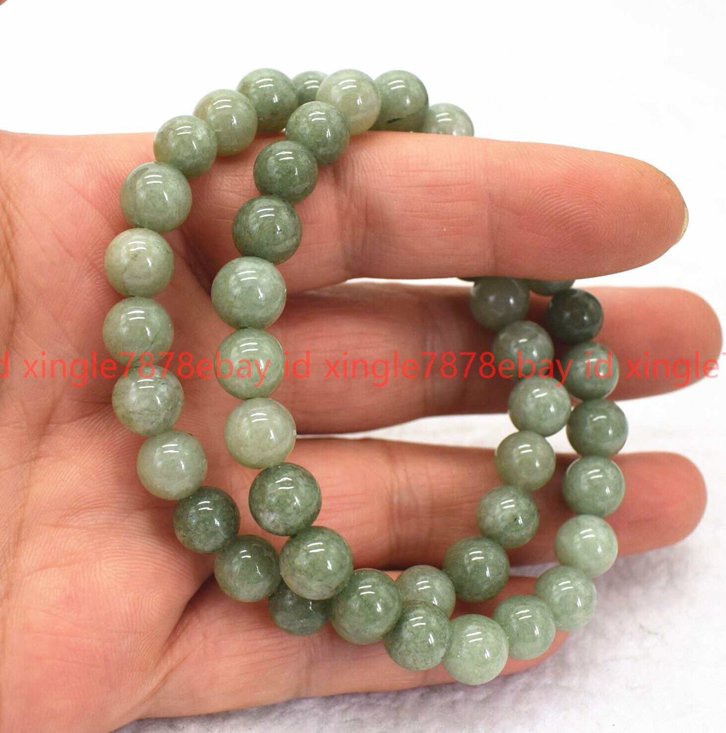 Natural 6/8/10/12mm A Green Jade Gemstone Round Beads Stretch Bracelet 7-9in