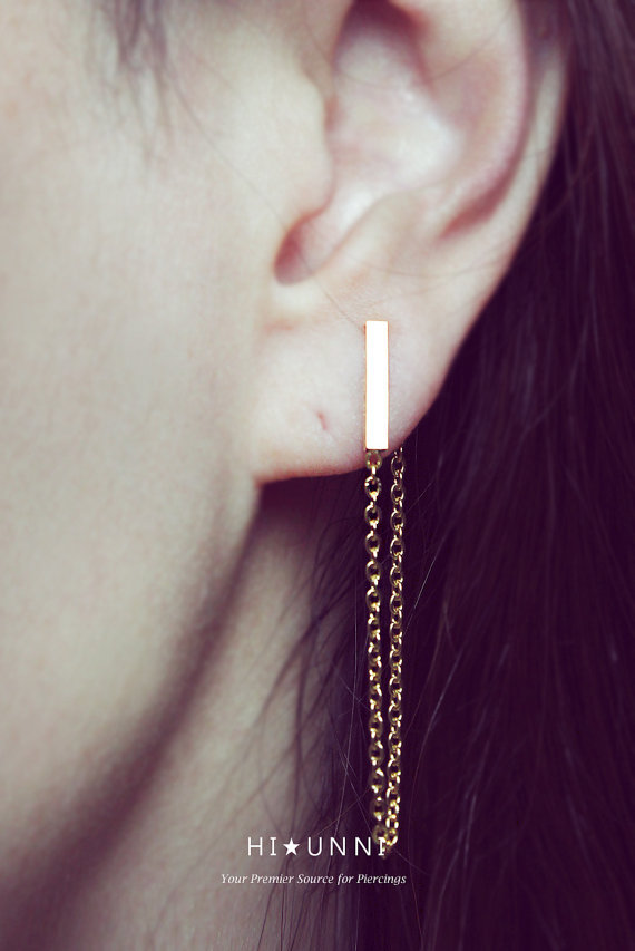 20g Chained earrings / long chain earrings / threader earrings / stainless steel