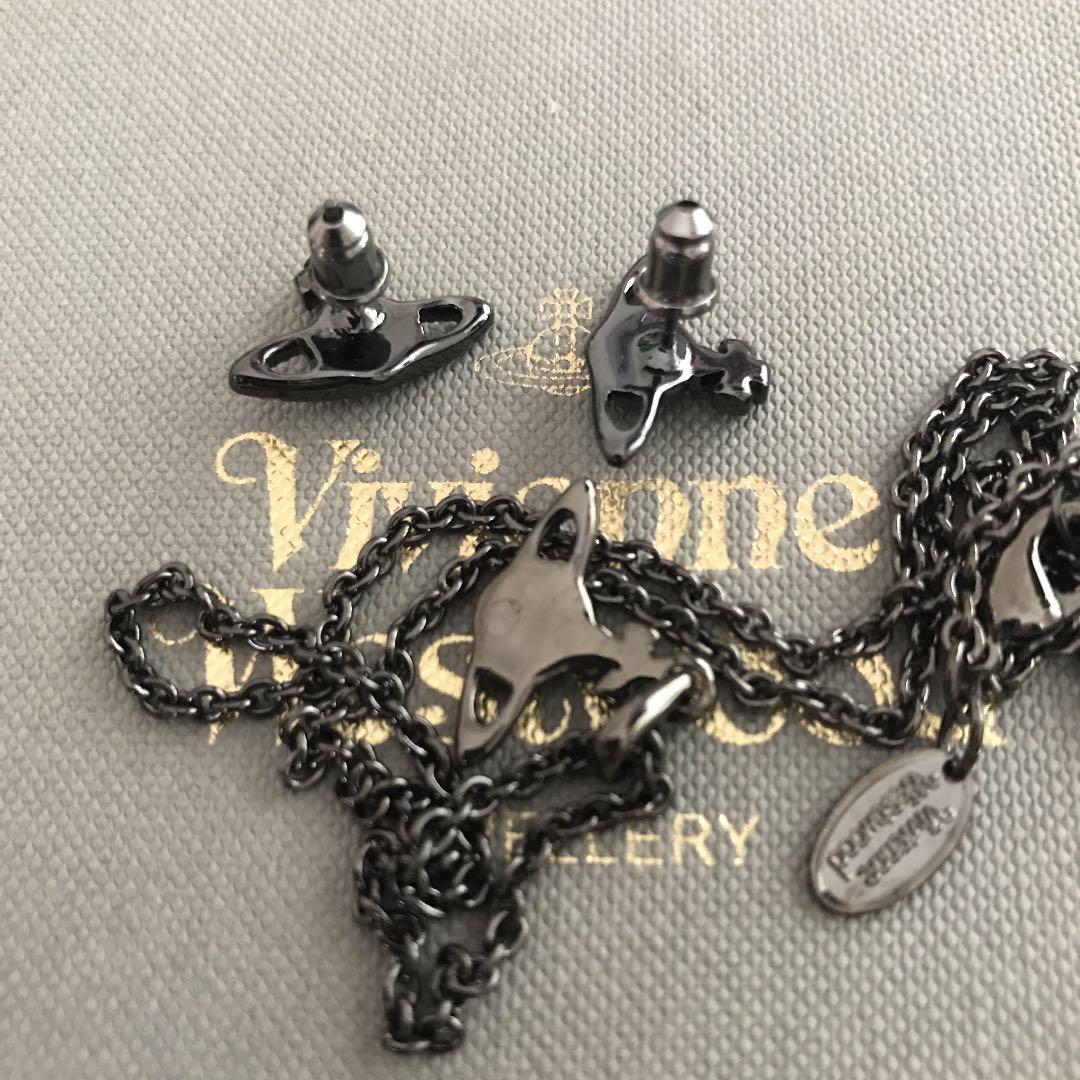 Vivienne Earrings Pierced Necklace Set Mini Gunmetal IN BOX [EJ361