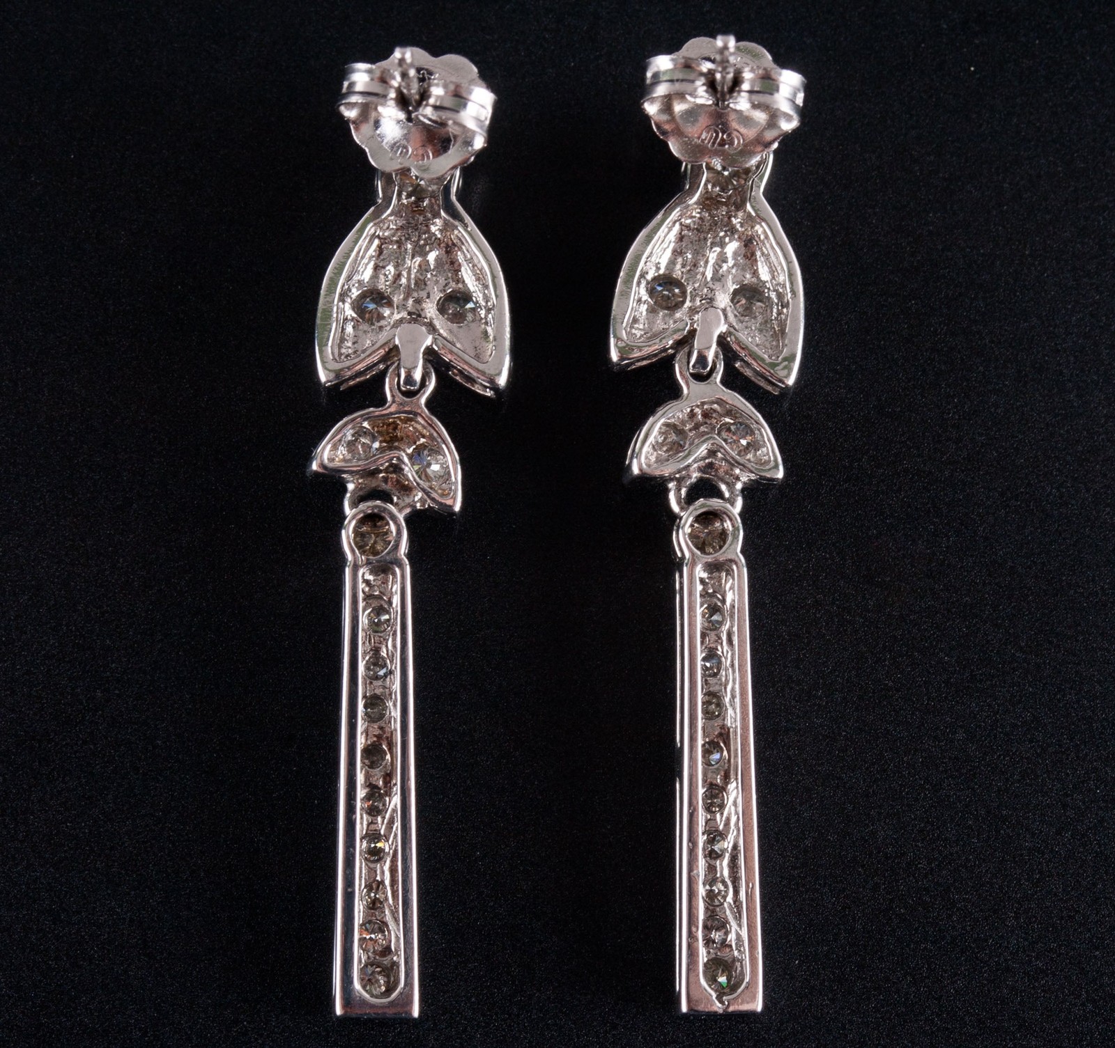 14k White Gold Round H-I SI1-SI2 Diamond Dangle Earrings .49ctw 4.98g