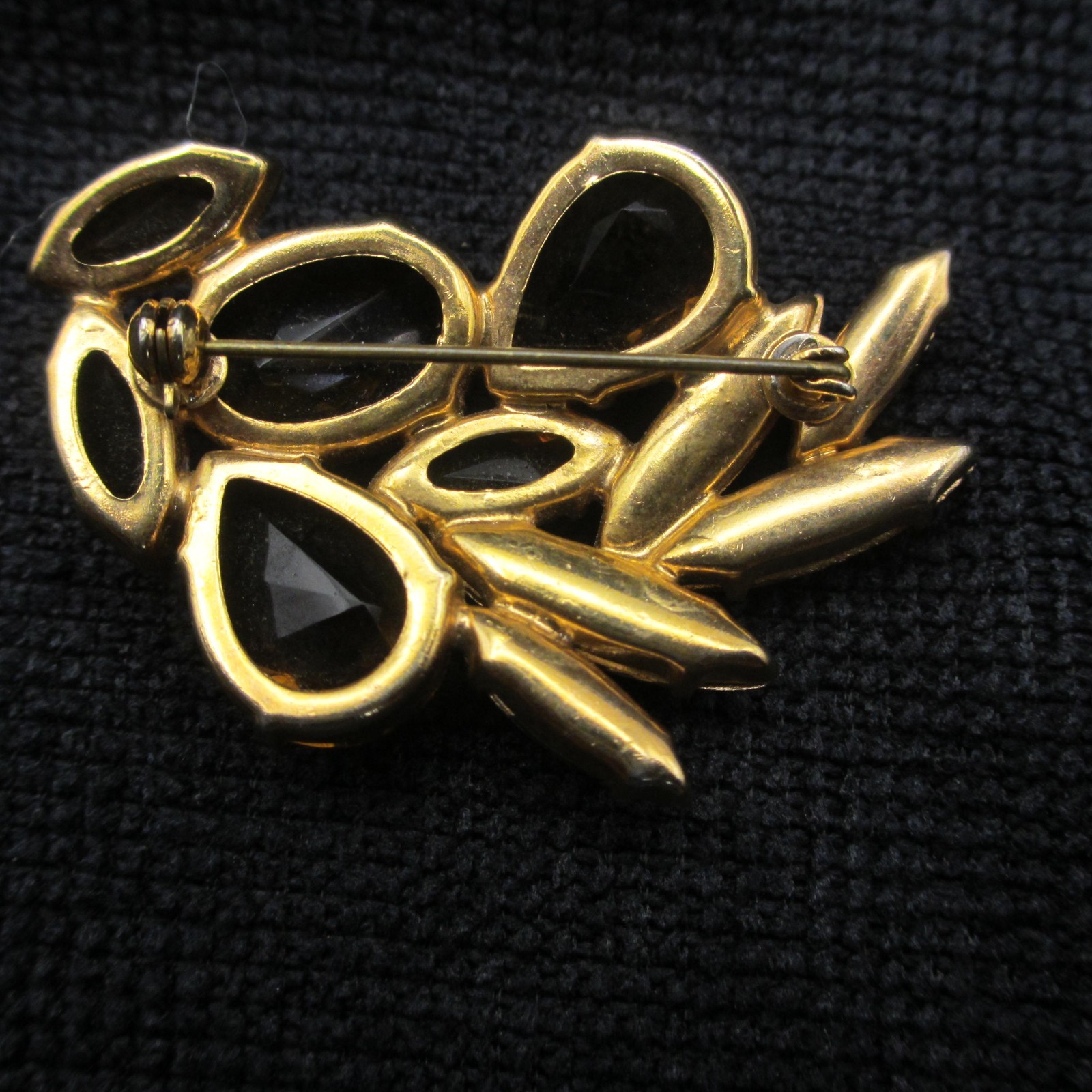 Vintage Rhinestone Brooch Golden Brown Gold Tone