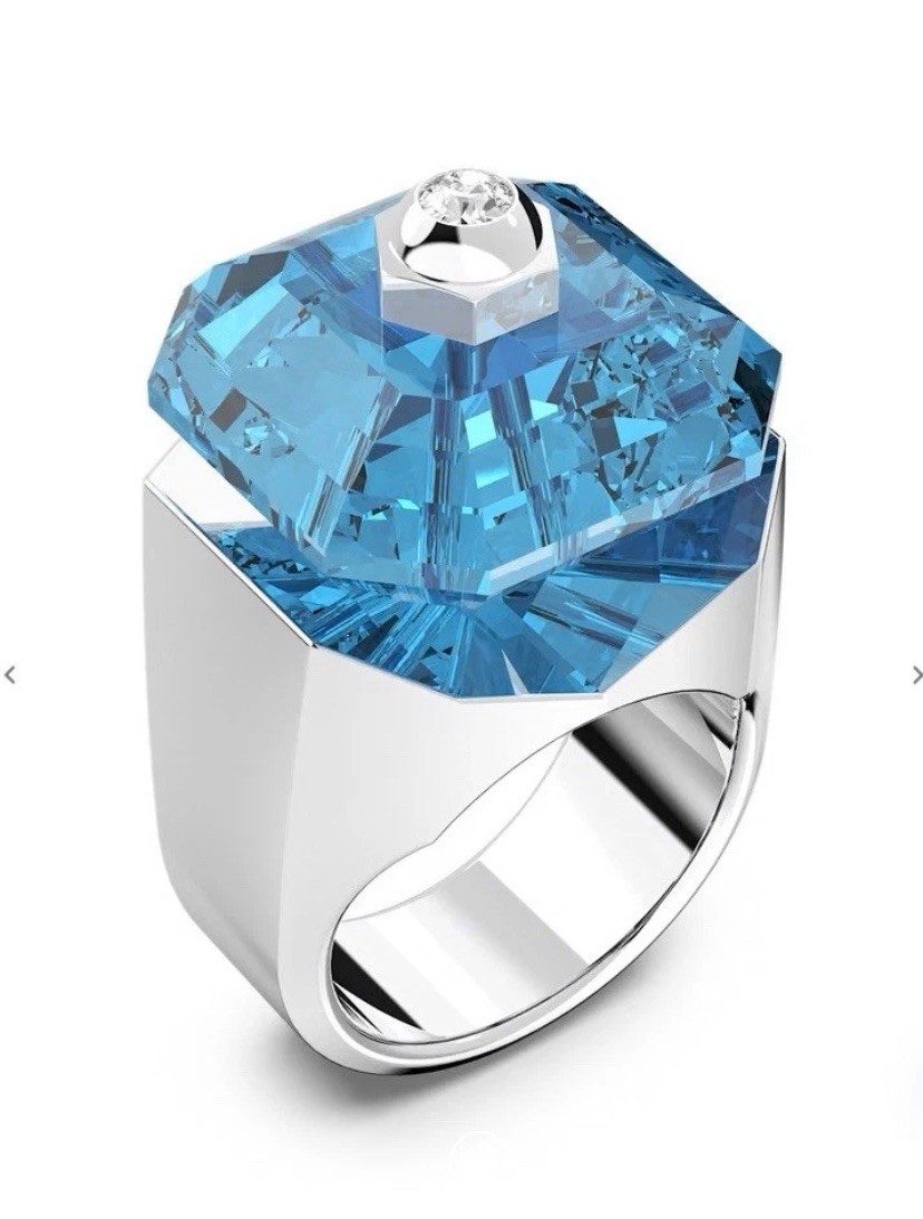 SWAROVSKI Numina ring Square cut Blue Rhodium plated ring size 52 + Gift bag💕