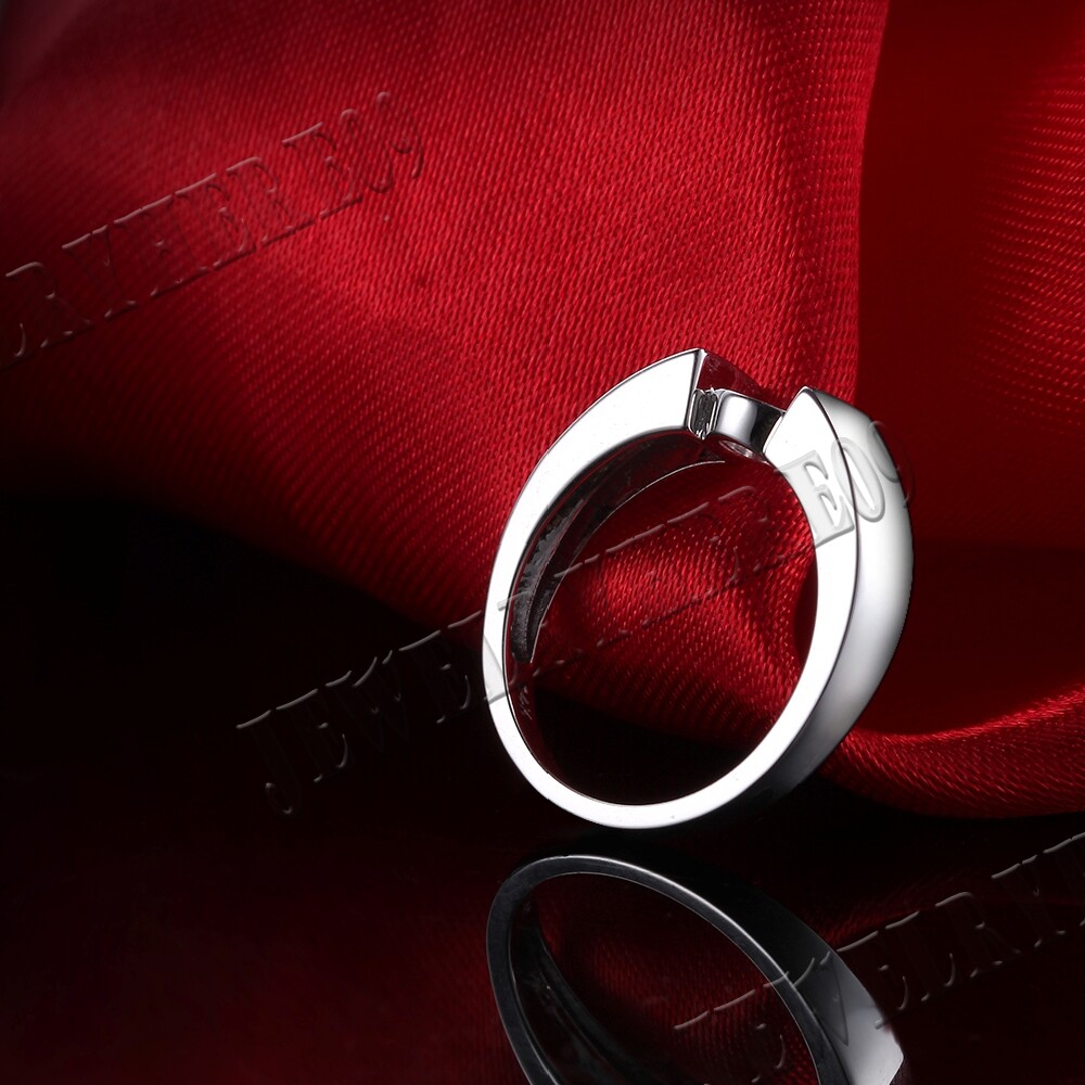 Wedding Fashion 6.5MM Round Tension Setting Solid Semi Mount Ring Silver 925