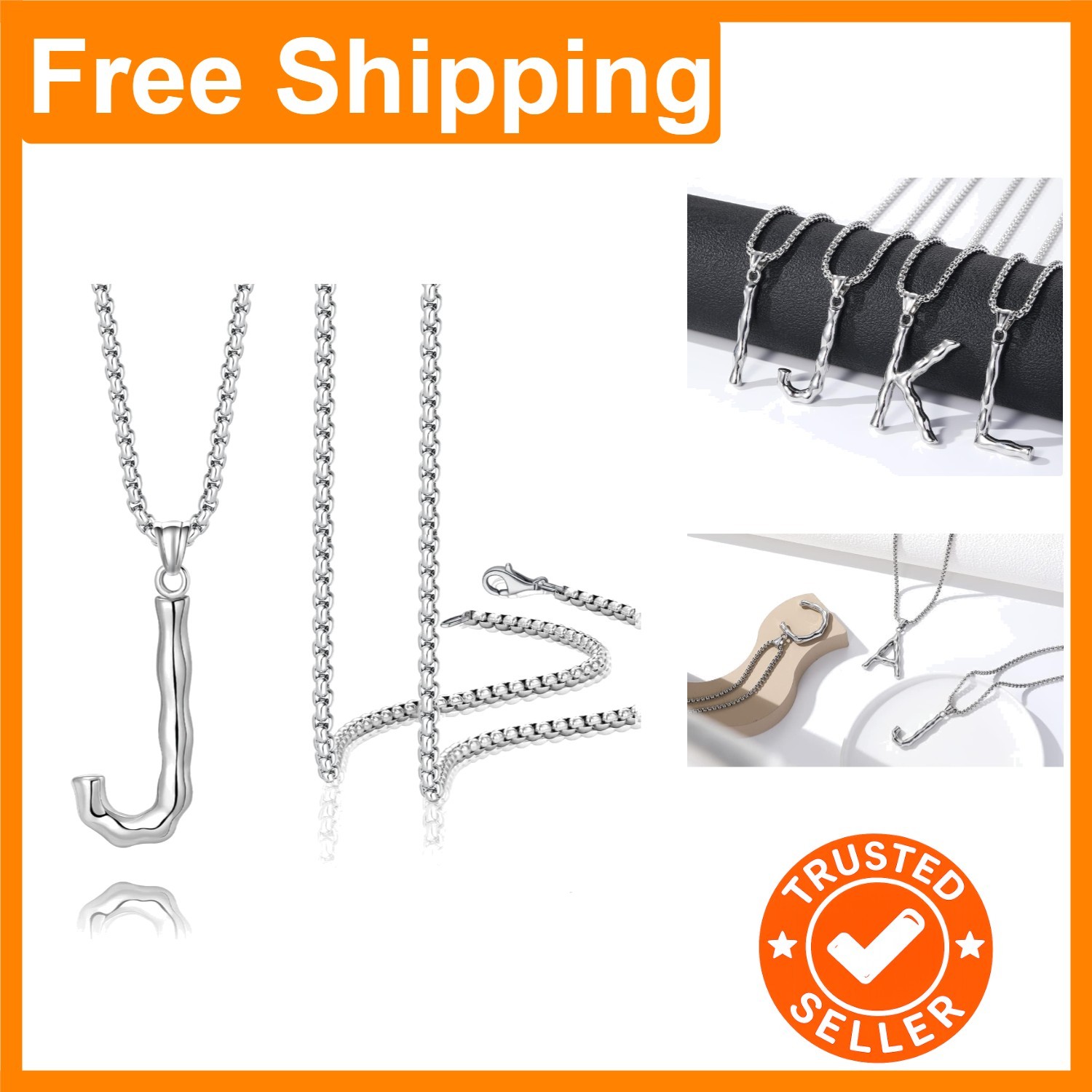Hip-Hop Inspired A-Z Heart Necklace – Adjustable Cuban Chain in Stainless Steel