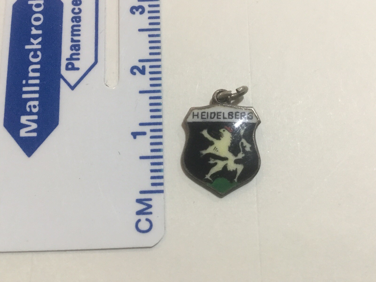 Vintage STERLING Silver 835 & Enamel  Coat Of Arms Crest Charm HEILDERBERG