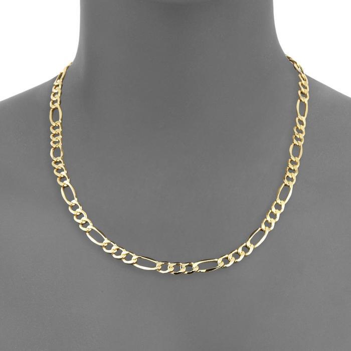 18K Gold Filled Nickel-Free 24 inch 4mm Wide Italian Figaro Chain Necklace A139G