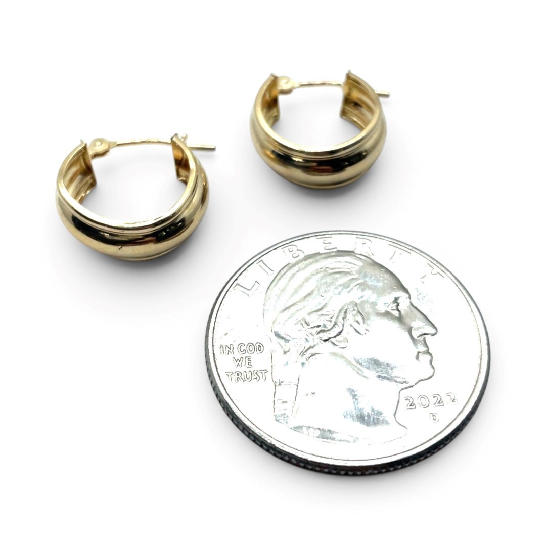 14k Yellow Gold 13.7mm Wide Hoop Earrings with Hinged Backs (KS1027812)