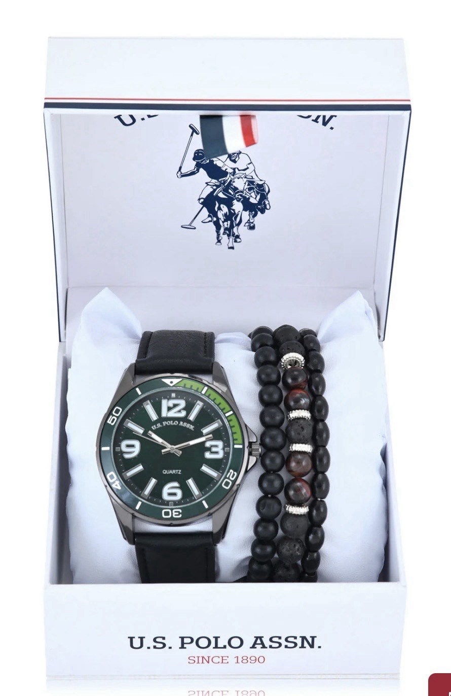 Us Polo Assn. Mens Watch Stackable Black Strap
