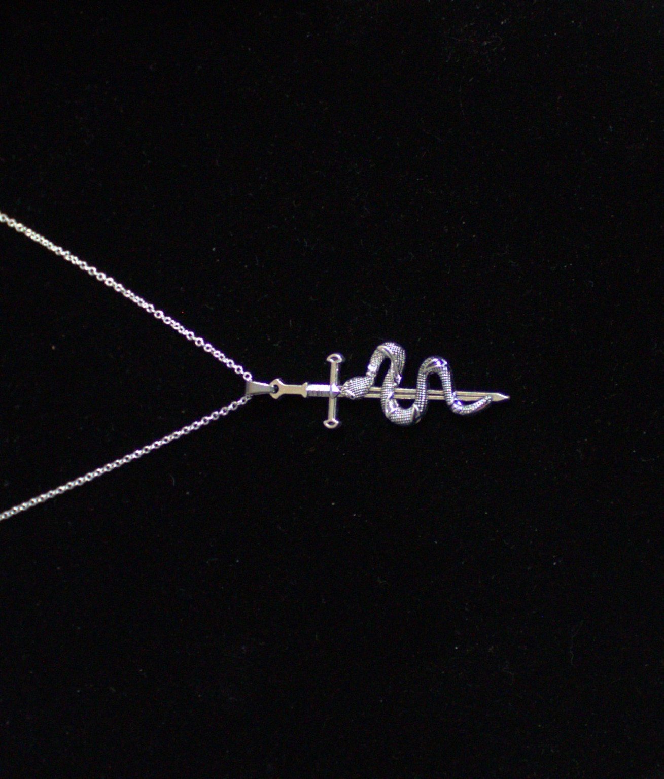 1 Sword & Snake Necklace 20 Inch Rolo Silver Chain Gift Any Occasion Sexy Gothic