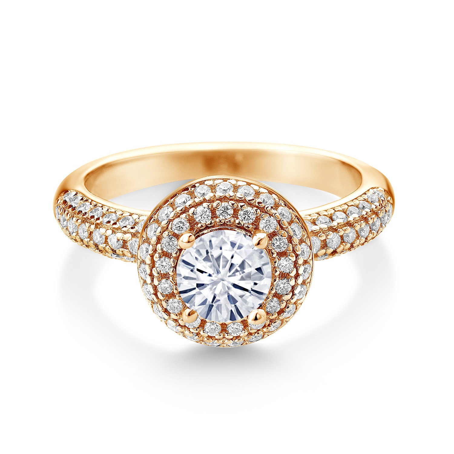 18K Yellow Gold Plated Silver Ring Set with Moissanite (1.27 Cttw)