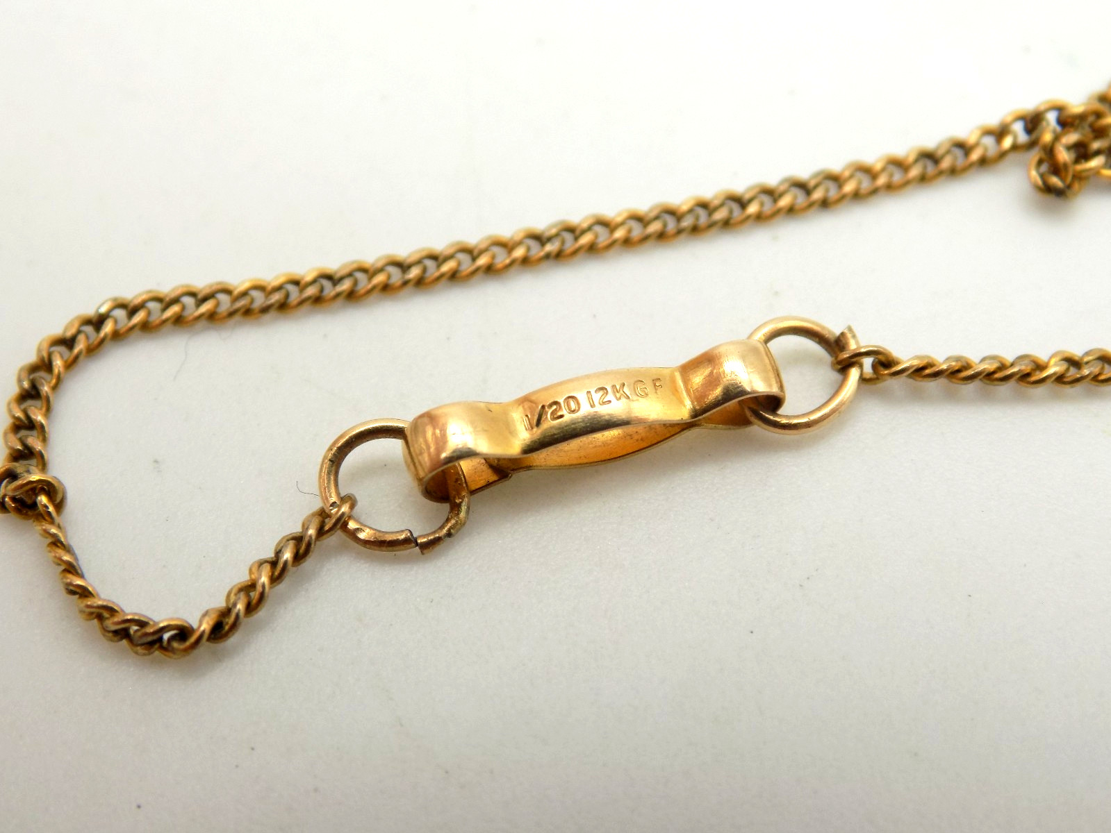 Vintage 1/20 12k Gold Filled Garnet Pendant Necklace w/ GF Chain