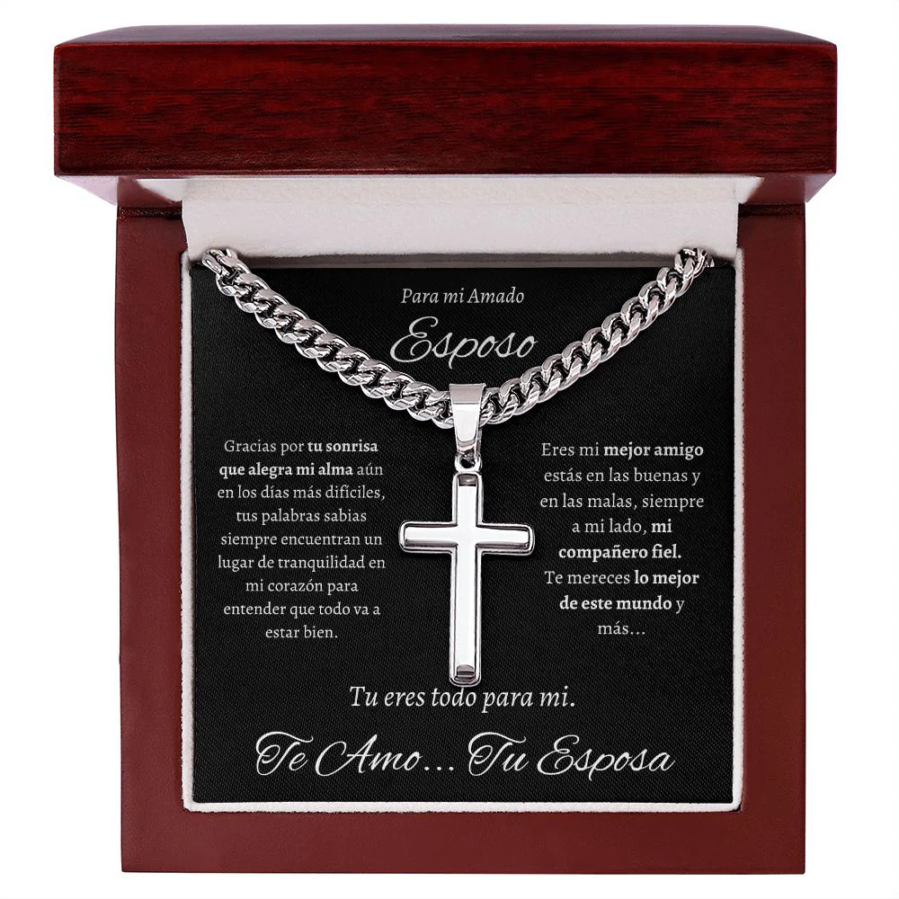 Regalo Para Hombre Collar Cadena Estilo Cubana Con Cruz Artesanal Para Hombre En