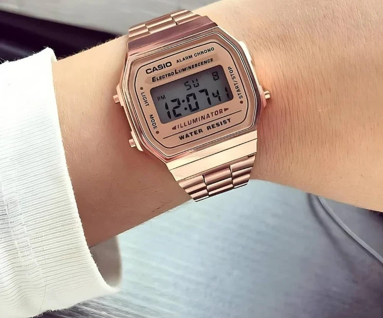 Casio A168 Rose Gold Digital Watch Retro Classic Unisex LED Water Resistant Vint