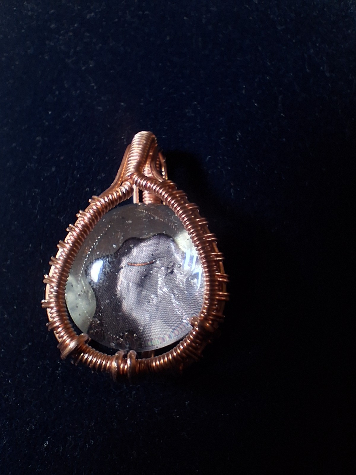 Handcrafted Copper Wire Wrapped Glass Pendant Charm