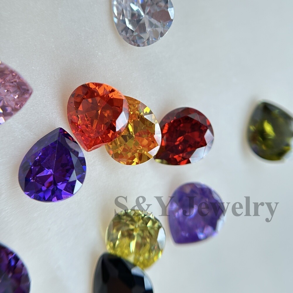 50PCS Pear Cut Multicolored Loose Cubic Zirconia Assorted Sizes 3x5mm-13x18mm