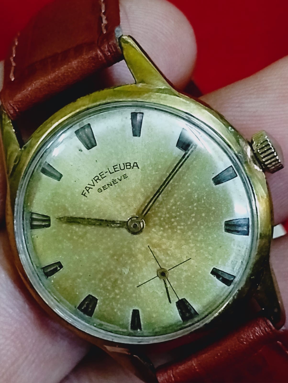 Vintage Favre leuba Geneve sub second original men swiss working wrist watch 058