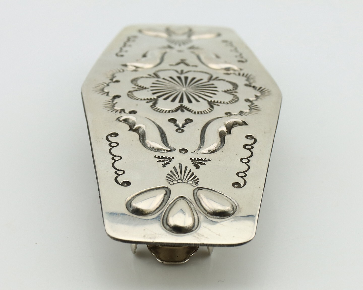 Women’s Navajo Hair Clip Hand Stamped 925 Silver Artist Signed MY C.80’s