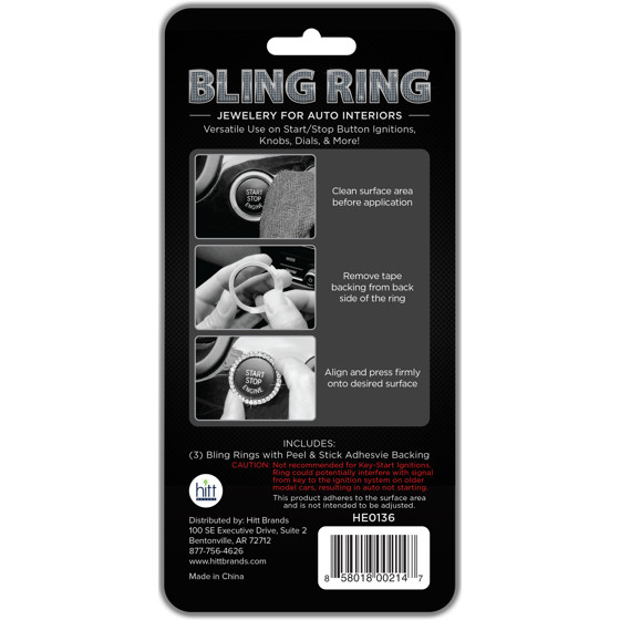 3 Pack Bling Ring Auto Interior Jewelry Trim, Universal Car Accessories Decor