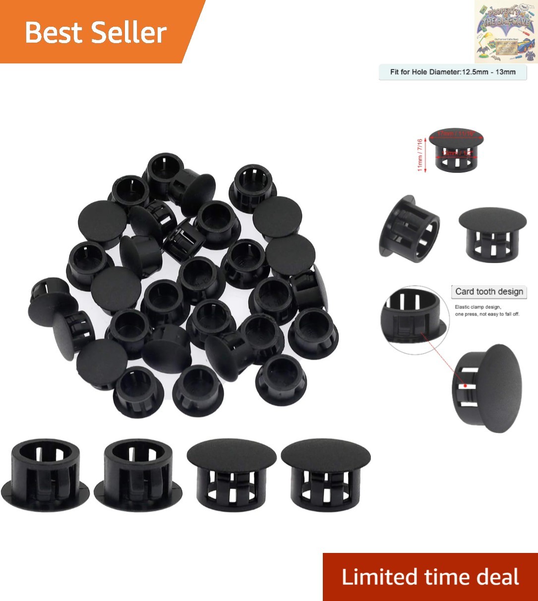 Versatile 30PCS 13mm Black Hole Plugs – Weather-Resistant for Indoor/Outdoor Use