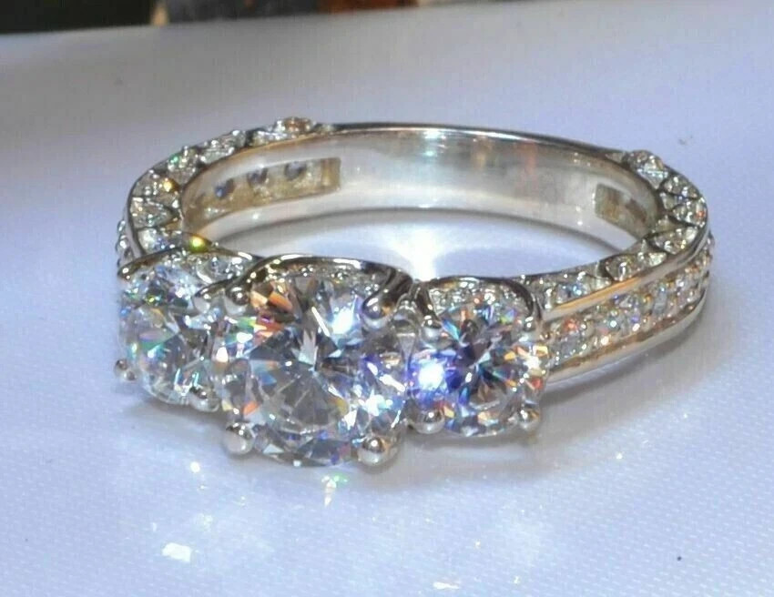 3Ct Round Cut Lab Created Diamond Anniversary Engagement 14K White Gold FN Ring