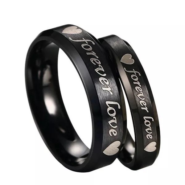 Forever love Steel titanium Couple Rings His and Her Promise Wedding Band Rings