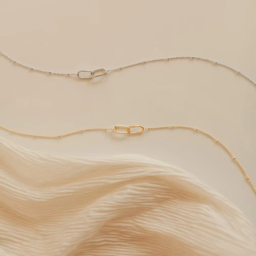 Stainless Steel Infinity Paperclip Link Pendant Necklace Geometric Women Jewelry