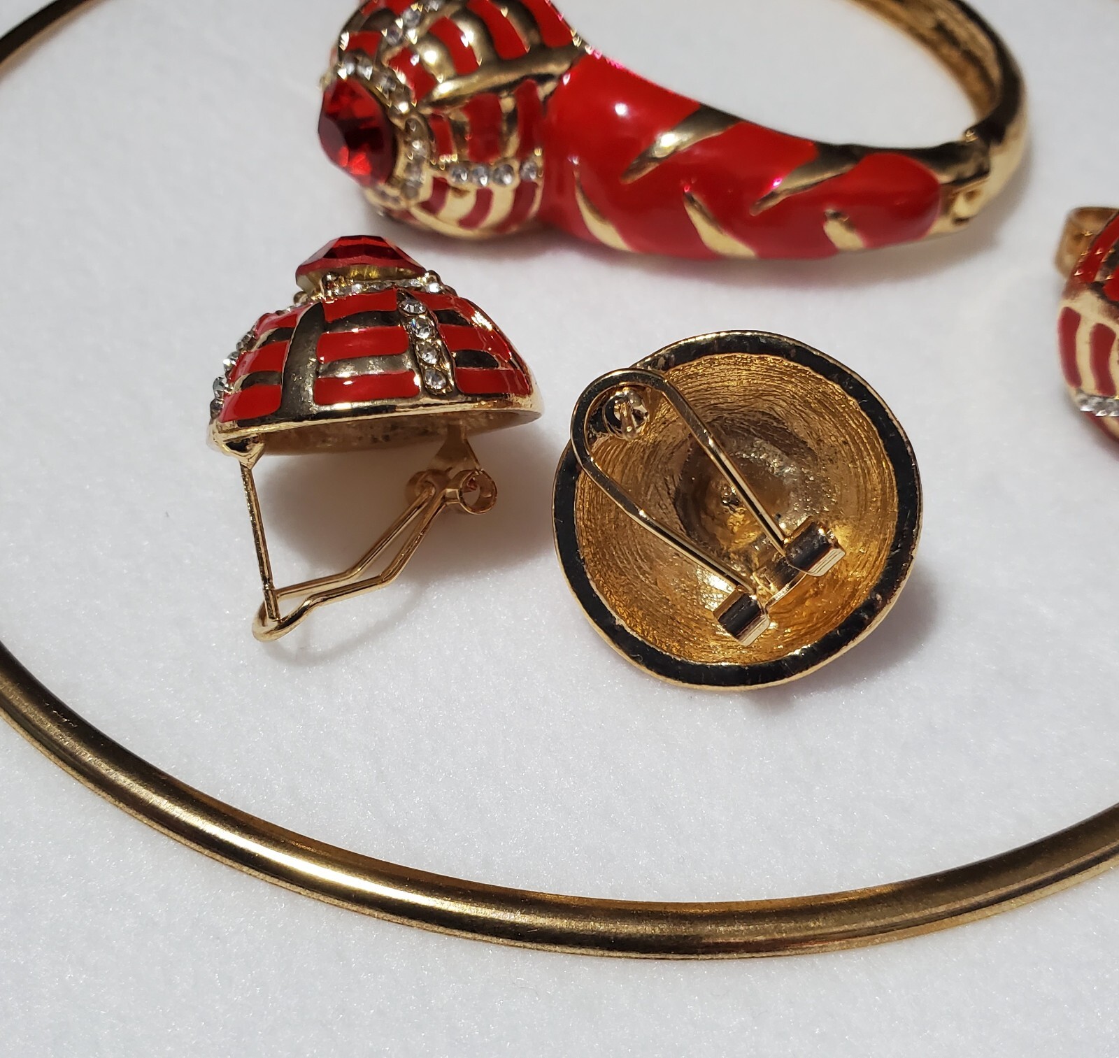 Red & Gold 4 Piece Choker Jewelry Set W/Yag Diamonds Glossy Elegant
