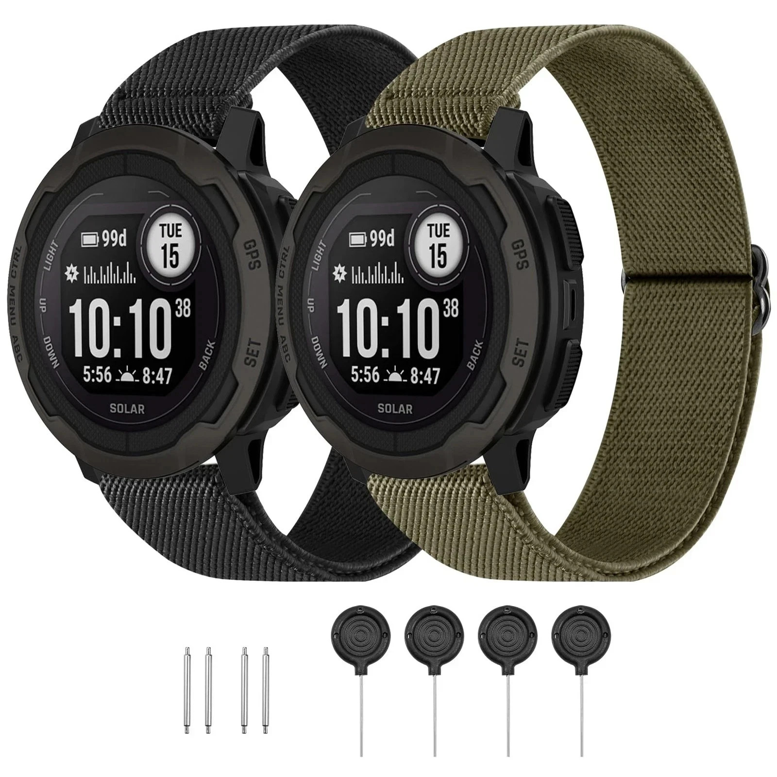 22mm Elastic Nylon Band Compatible with Garmin Instinct 1/2/3 45mm Solar/Fore…