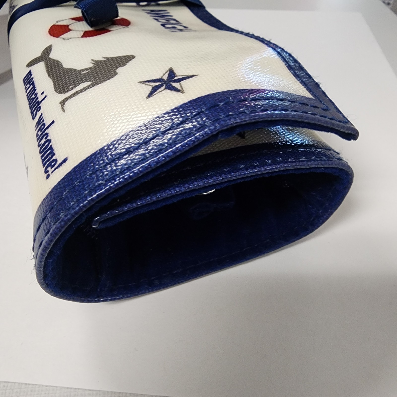 Brighton Nautical Travel Jewelry Roll Blue Velvet Lined Zippered Compartments