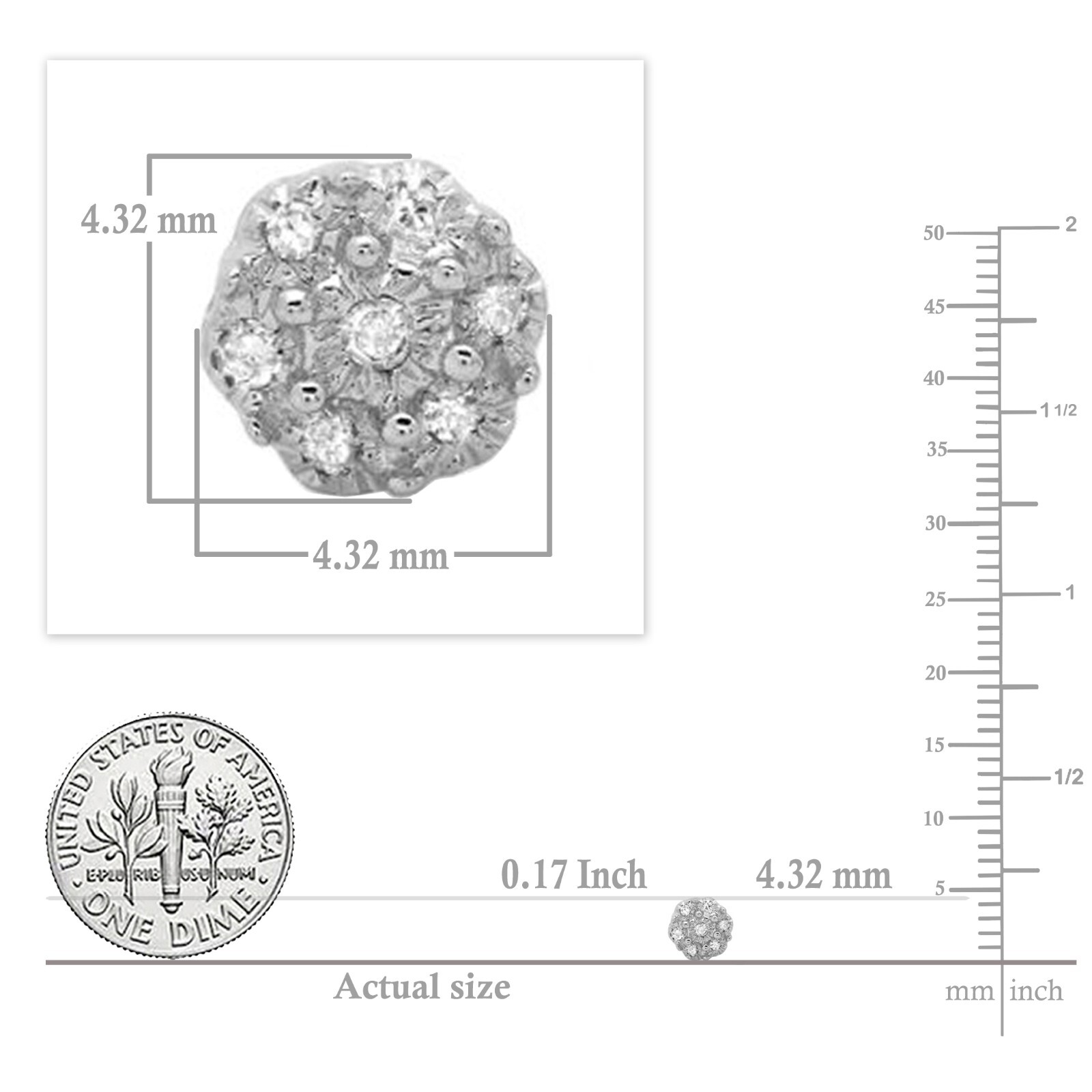 0.03 CT Round White Diamond Flower Stud Earring (1 Pc Only) , 10K White Gold