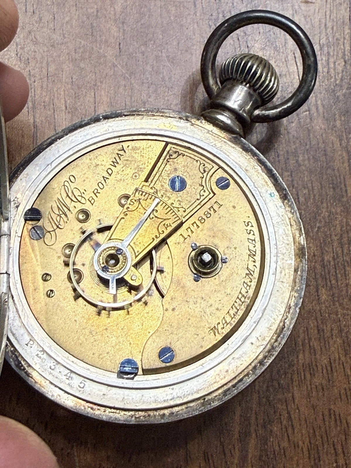 Waltham Pocket Watch 18s Model 1877 Broadway Grade 7j Fahys Coin Silver Case