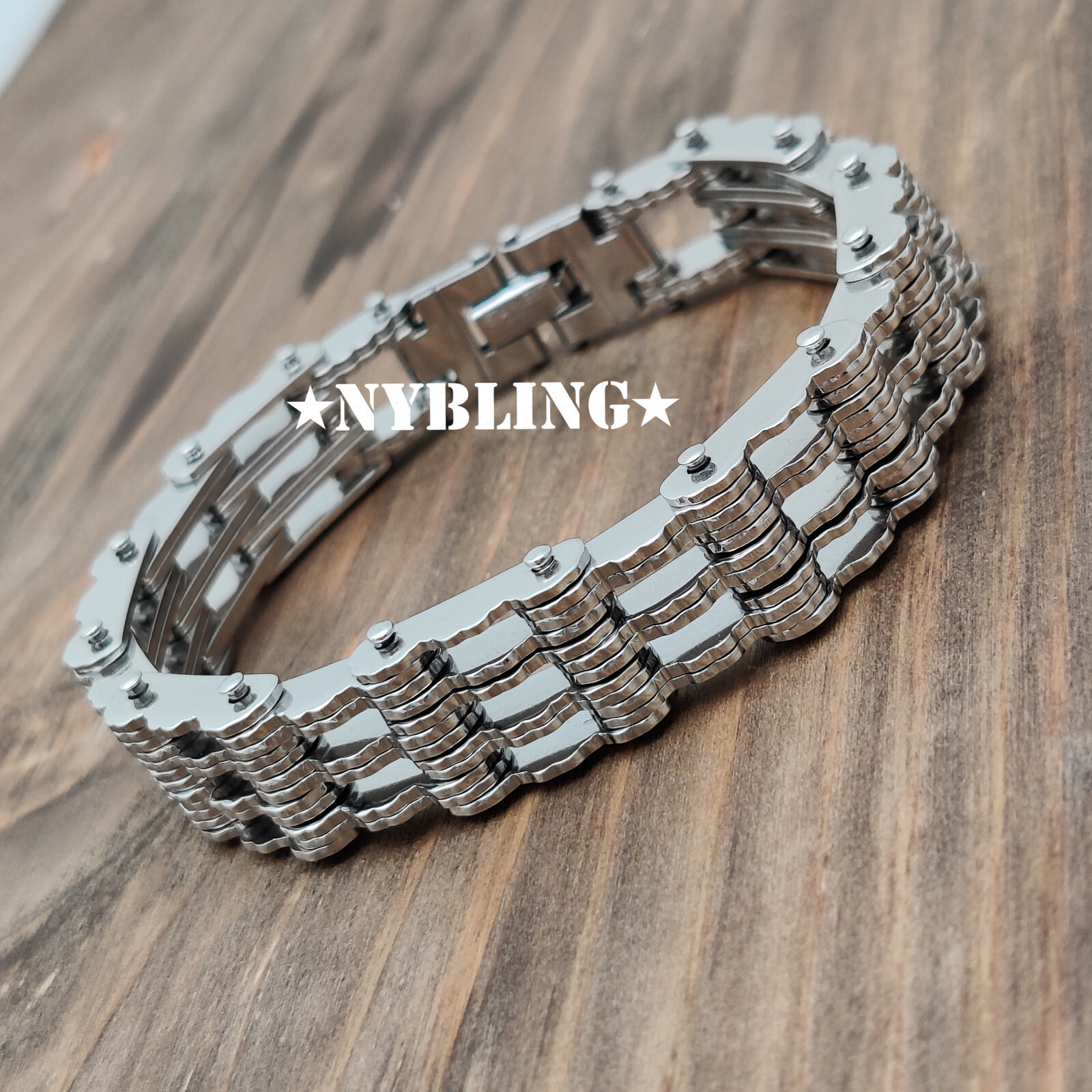 MOTORCYCLE BIKE CHAIN DESIGNER BRACELET 16MM SOLID STAINLESS STEEL Men’s Jewelry