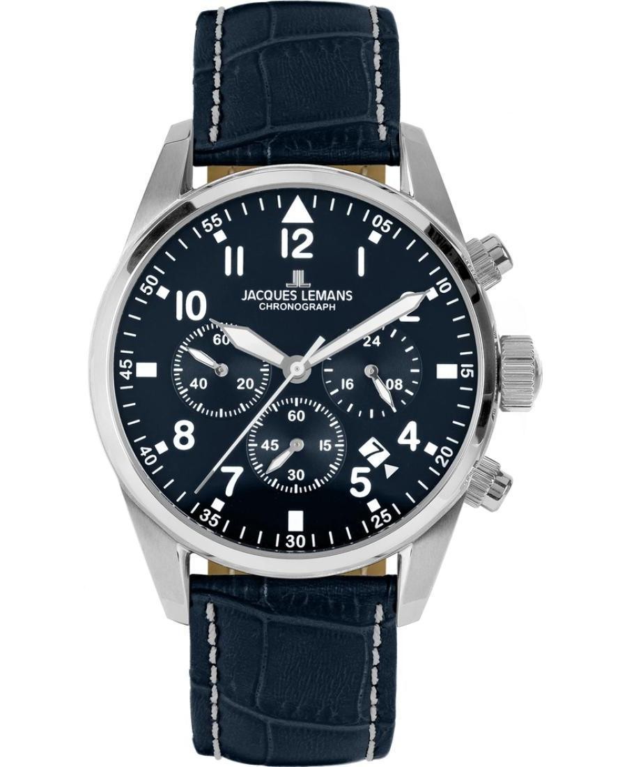 JACQUES LEMANS Men Analog Quartz Casual Watch Classic Dress Blue Dial Waterproof