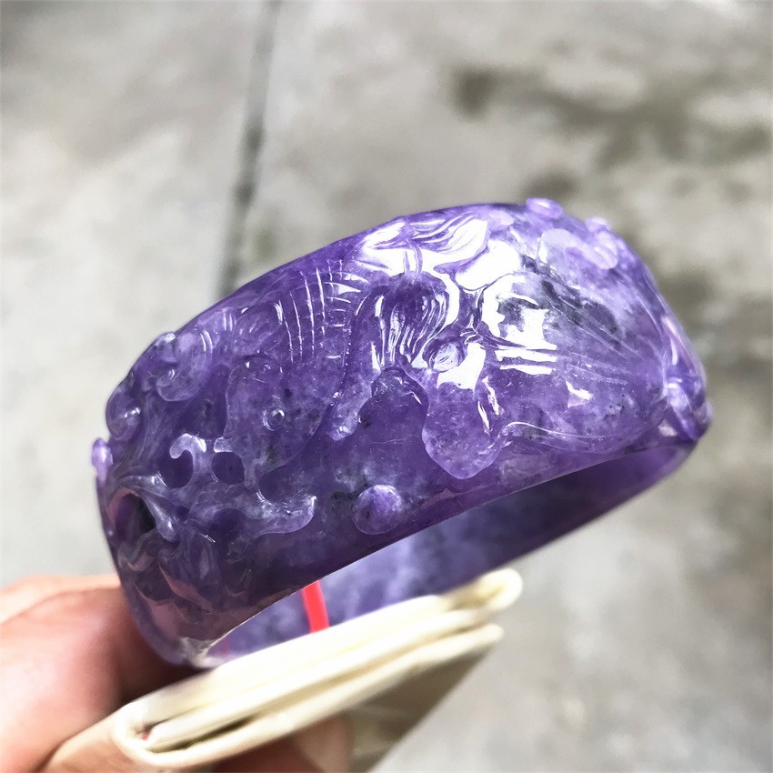 61MM Natural Icy Lavender Jadeite Jade Bracelet Burma Jadeite Jade Bangle