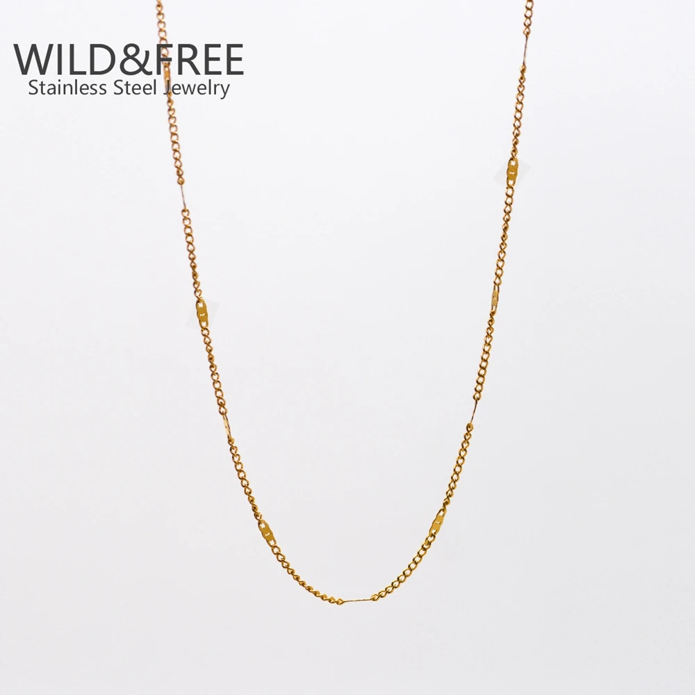 Classic Gold Stainless Steel Necklaces Simple DIY Basic Chains Jewelry